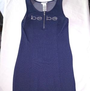 Girls NEW BEBE bling stud blue dress 14 large
